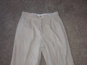 CLAIBORNE light tan pleated cuffed CORDUROY PANTS 36x32 - Picture 1 of 4