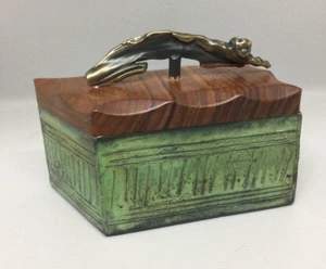 VHTF Mid Century Chris & Pat Shatsby Signed Bronze Wood Box MCM Greek Classical - Picture 1 of 9
