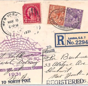 Cubierta mixta GB/EE. UU. Franking KGV *SUBMARINO TRANSÁRTICO* Wilkins-Ellsworth YW190 - Imagen 1 de 13