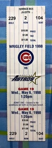 1998 Kerry Wood 20 Strikeout Game Ticket MLB Record Chicago Cubs - Bild 1 von 5