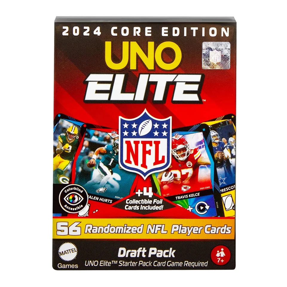 UNO Elite NFL Draft Pack Cards with 4 Surprise Collectible Foil Cards  (Sealed) - Image 1 of 1