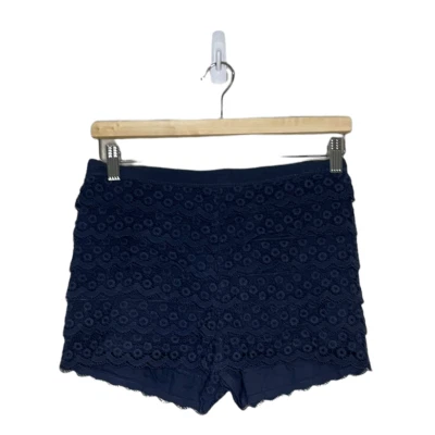 Pantalones Cortos Under Skies Mujer Pequeños Azul Marino Encaje Texturizado Elegante En Niveles Cottagecore Foto 1 de 4