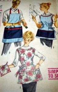 *LOVELY VTG 1950s MEN & WOMENS APRONS & POTHOLDER Sewing Pattern SMALL - Picture 1 of 1