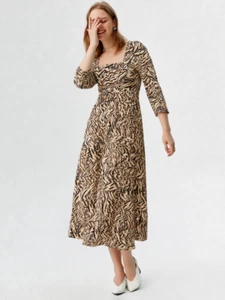 Vestido Monzón Estampado Animal Midi Falda Completa Talla 10 Nuevo con Etiquetas Elegante - Imagen 1 de 11