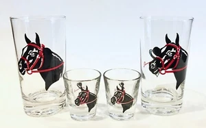 Vintage Horse Racing Derby Drinking Barware Glasses Set of 4 - Picture 1 of 3