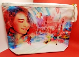 Taube weiß/rot/blau Aquarell weich Kosmetik Make-up Tasche Asien China Laterne Frau - Bild 1 von 8