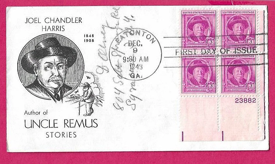 USA 1948 Illustrated FDC - JOEL CHANDLER HARRIS - Uncle Remus - Fdi  EATONTON - Image 1 of 1