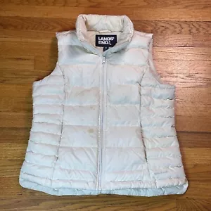Lands End Puffer Vest Womens Size M 10-12 Goose Down White See Details - Picture 1 of 5