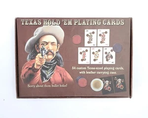 Tarjetas de juego Texas Hold Em de colección con bolsa de cuero baraja completa agujeros de bala - Imagen 1 de 4