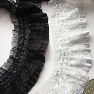 5 Yards Spitze Chiffon plissiert Rüsche Borte Stickband Hochzeitskleid Nähen - Bild 1 von 8
