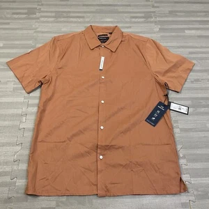 Kenneth Cole Slim-Fit Techni-Cole Woven Lightweight Shirt Mens M Rust Orange $59 - Picture 1 of 8