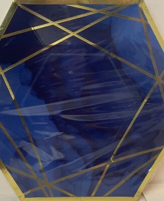 Creative Converting Blue and Gold Octagon Paper Plates - Image 1 of 2