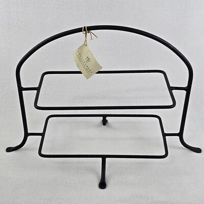 Vtg 2006 Pottery Barn 2-Tier Black Metal Rectagular Platter Footed Stand 12x17X9 - Image 1 of 4