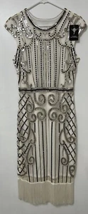 NEW YEAR’S VIJIV 1920s Vintage Inspired Sequin Fringe Gatsby Flapper Dress S - Picture 1 of 4
