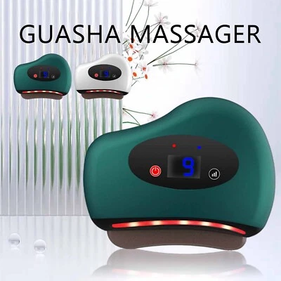 Masajeador facial eléctrico GuaSha calefacción piedra caliente vibración raspado quemador de grasa EE. UU. Foto 1 de 4