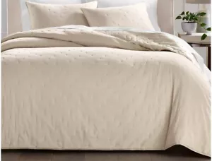 Hotel Collection Reversible Chenille Sand Queen Coverlet New - Picture 1 of 7