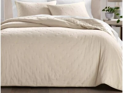 Hotel Collection Reversible Chenille Sand Queen Coverlet & Shams 3pc Set New - Image 1 of 4