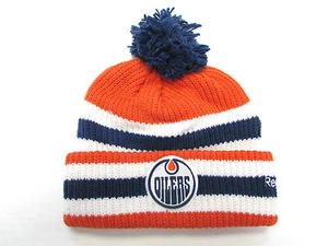EDMONTON OILERS 2016 NHL HERITAGE CLASSIC REEBOK CUFFED POM KNIT HAT TOQUE - Picture 1 of 2