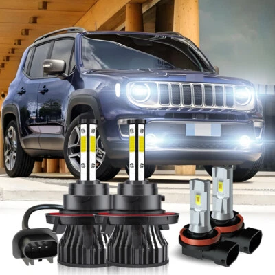 Kit combinado de faros LED + faros antiniebla 6000K para Jeep Renegade 2015-2021 4 piezas Foto 1 de 4