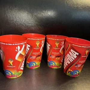 4 World Cup 2014 Coca Cola Brahma Plastic Cups Official Brazil Coke USA vs ALE - Picture 1 of 13