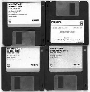 Microsoft MS-DOS 4.01 Philips Install Shell Operating and Utilities Disks 3.5" - Picture 1 of 1