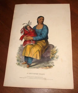 ANTIQUE MCKENNEY & HALL PRINT INDIAN NATIVE AMERICAN CHIPPEWAY WIDOW - Picture 1 of 8