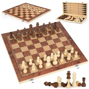 Chess Checkers Backgammon 3-in-1 Board Games Sets, Wooden Chess Set for Adult... - Picture 1 of 7