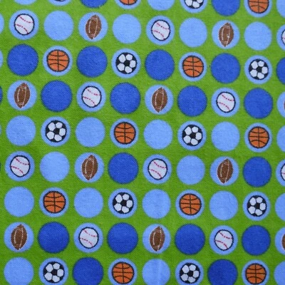 Franela - Tela 100 % algodón - por yarda (36") - Todo sobre deportes - Verde/Azul Foto 1 de 3