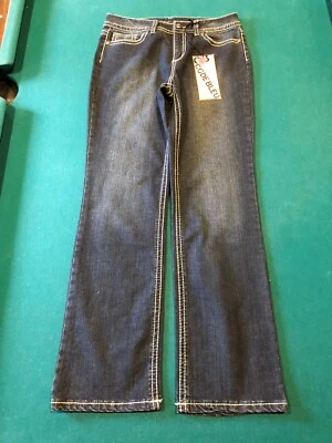 NWT Code Blue Womens Annette Modern Rise Bootcut Blue Jeans Bling Stitch Size 10 - Image 1 of 4