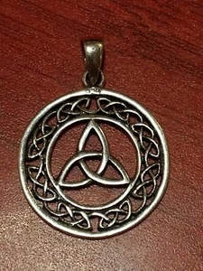 Celtic Pendant Trinity Eternity Knot Sterling Silver Loyalty Love Irish Charm - Picture 1 of 4