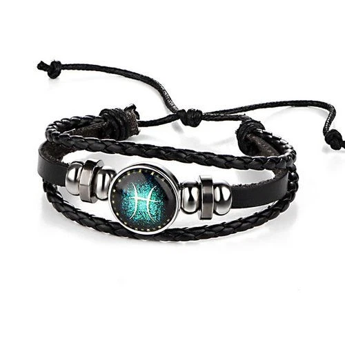 Damen Herren Surferarmband Sternzeichen Fische Grün Geschenk Bracelet Chunk WOW - Bild 1 von 1