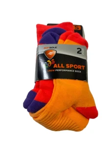 Sof Sole Kids All Sport Performance Crew Socks,2-Pair, Multicolor, Small 10-4.5 - Picture 1 of 5