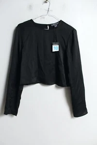 Primark Womens Satin top with Shoulder pads - Black - Size 10 NEW (i49) - Picture 1 of 3