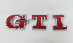 15-21 VW Golf GTI Emblem Red/Chrome Rear Liftgate Badge Nameplate Letters Logo - Picture 1 of 2