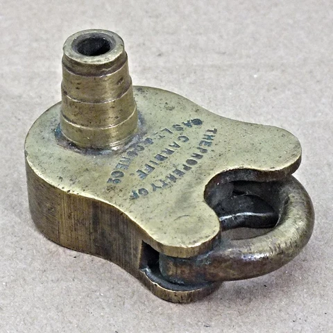 NO KEY Antique Padlock CARDIFF GAS 1934 Brass 2" Height - NO KEY - P621 Cover