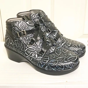 Alegria by PG Lite Hannah Black and Silver Floral Textured Boots Sz 41 10.5-11 - Picture 1 of 9