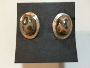 OCL - SCHÖNE STERLINGSILBER OHRRINGE MIT MADAGASKAR OZEAN JASPIS CABS - Bild 1 von 3