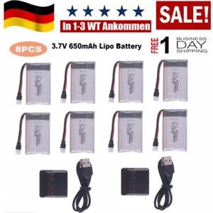 8 stk. 650mAh 3.7V Lipo Akku + USB Ladegerät Für Syma X5C X5SC X5SW RC Drohne - Bild 1 von 7