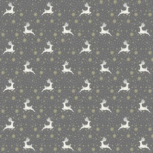 Makower Christmas Scandi Reindeer Grey 100% COTTON FABRIC CRAFT/QUILTING per1/4m - Picture 1 of 1