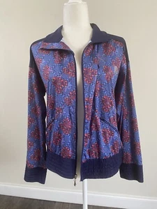 Women’s Sport Full-Zip LS Blue/Red Athletic Wear Track Pockets Jacket Sz L - Picture 1 of 9
