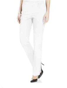 JM Collection Womens Petite Size PL White Studded Straight-leg Pull-on Pants NWT - Picture 1 of 3