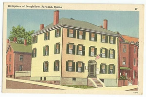 Portland ME Birthplace of Longfellow Linen Tichnor Vintage Postcard - Picture 1 of 2