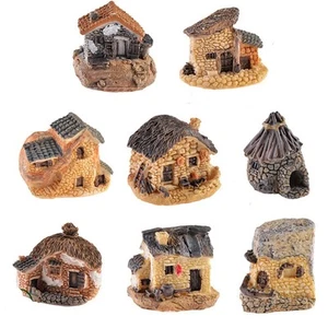 8 Pack Miniature Fairy Garden Stone House Resin Village House Fairy Garden Kits - Picture 1 of 8