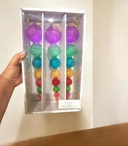 Set Of 3 Isaac Mizrahi Bubble Finial New York Multicolor glass ornaments New Box - Picture 1 of 8