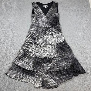 Coldwater Creek Midikleid Gr. PL 14 schwarz weiß Y2K Whimsigoth Slinky Stufen - Bild 1 von 8