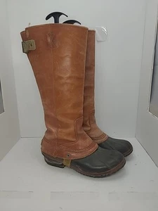 SOREL NL2007-281 Slim Pack Women's Brown Leather Ankle Boots Size 9 Riding Style - Picture 1 of 10