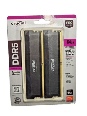 Crucial Pro Overclocking 64GB (2 x 32GB) DDR5 6400 (PC5 51200) Desktop Memory Mo - Image 1 of 2