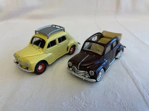 Renault 4cv avec galerie & découvrable lot de 2 voitures - 1/43 Solido Eligor - Picture 1 of 9