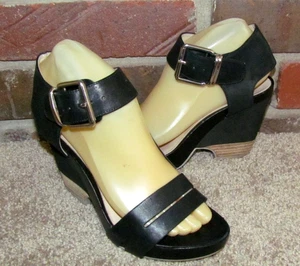 Clarks Narrative schwarze Damen-Riemchensandalen mit Absatz Größe 7 M silberne Schnalle - Bild 1 von 5