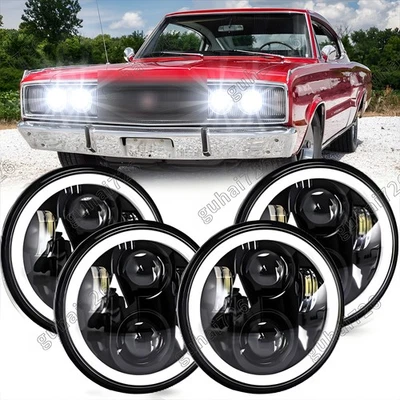 4PCS 5.75" inch Round Headlights High/Low Beam for Dodge Charger 1966-1974 - Image 1 of 4